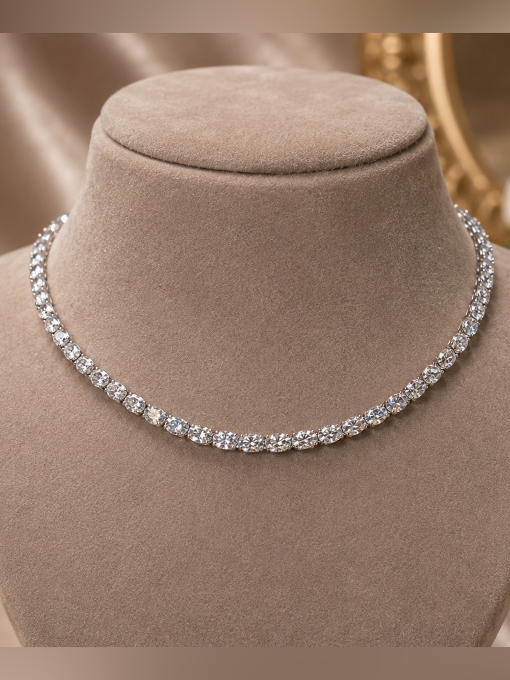 28ct Oval Tennis Necklace - Picture 3 of 15
